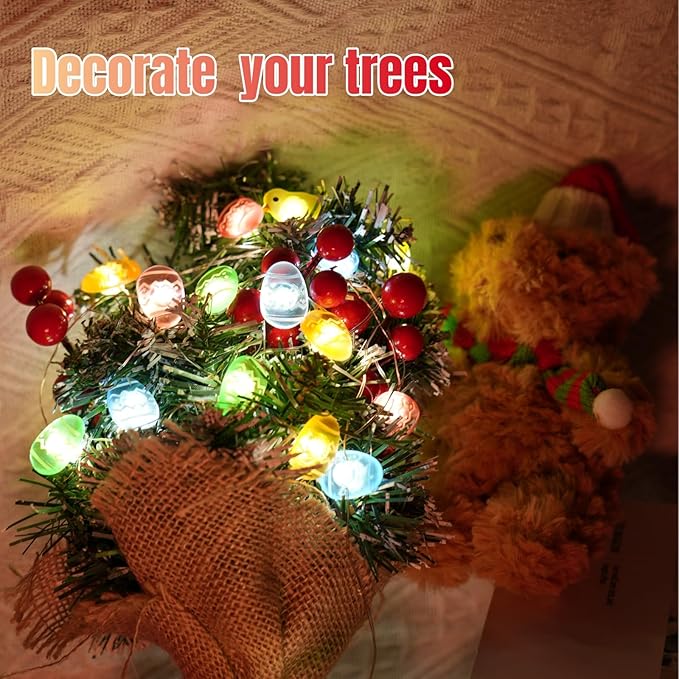 Easter Decorations Eggs & Chicken String Lights Spring Decor 10ft 30 LEDs Fairy Lights Battery Operated for Easter Basket Decorations Garland Mantle Party Indoor