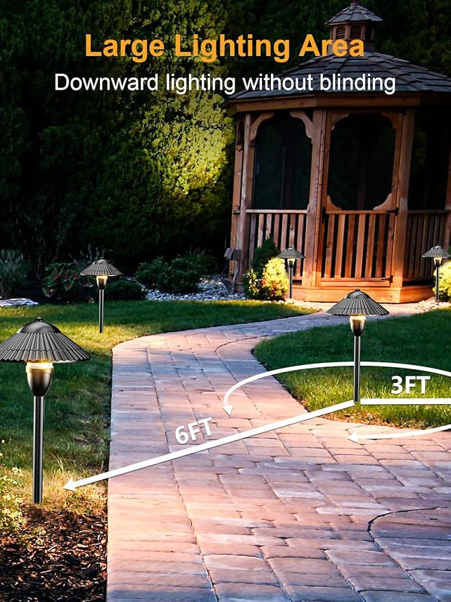ZUCKEO Low Voltage Landscape Lights 5W Aluminum Pathway Lights,12V-24V Outdoor Landscape Lighting, 3000K Wired Path Light for Yard Garden Walkway, IP66 Waterproof, 12Pack with Connector