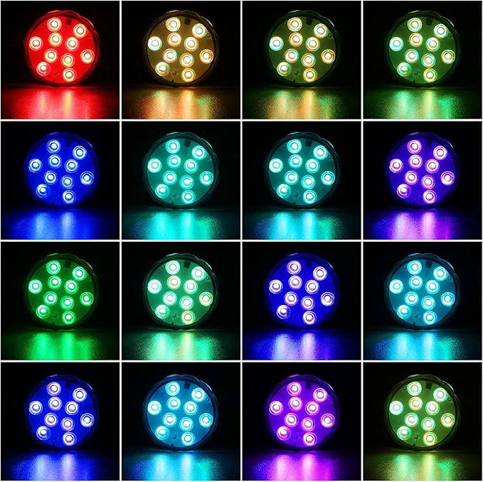 Submersible LED Lights with Remote Control, RGB Color Changing, Waterproof, Battery Operated, Multi-Mode for Pool, Fountain, Vase, Party Decor, 4PCS