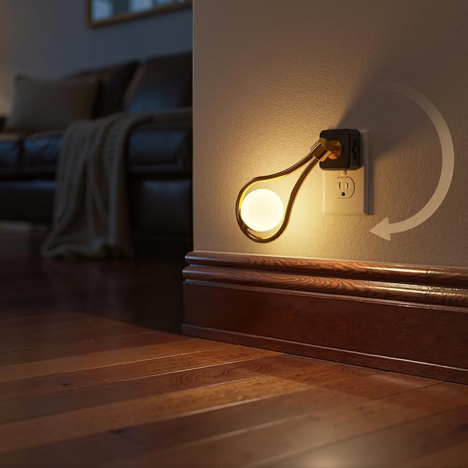 Briignite LED Night Light, Night Lights Plug into Wall, 0-100LM Dimmable Nightlight, 330° Rotating with Dusk to Dawn Sensor, Adjustable Brightness for Kids, Bathroom, Bedroom, Hallway, 2pack