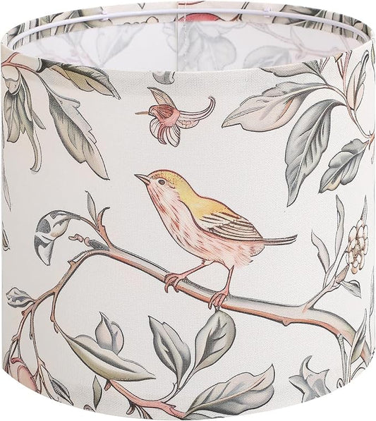8.7in Small Lamp Shade, Linen Drum Lamp Shades, HD Printing Bird Lampshade, Lampshades for Table Lamp, Modern Farmhouse Small Lamp Shades for Floor Lamps, Decorative Lamp Shades (1 Pack)