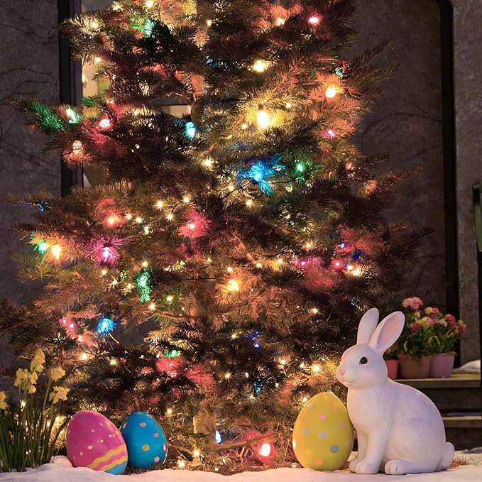 LAMPHOME Easter String Lights, 21.6FT 100 LED Connectable Waterproof Mini Lights, Multi Color Outdoor Indoor Decor for Patio Garden Party Home Christmas Easter