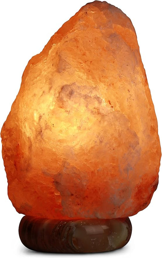 DeluxeComfort Cylinder Himalayan Rock Salt Natural Crystal, 9.5 Inches Tall-Soft Calm Light-Table Lamp, Orange Hue, 9.5", (NSL-AB-95)