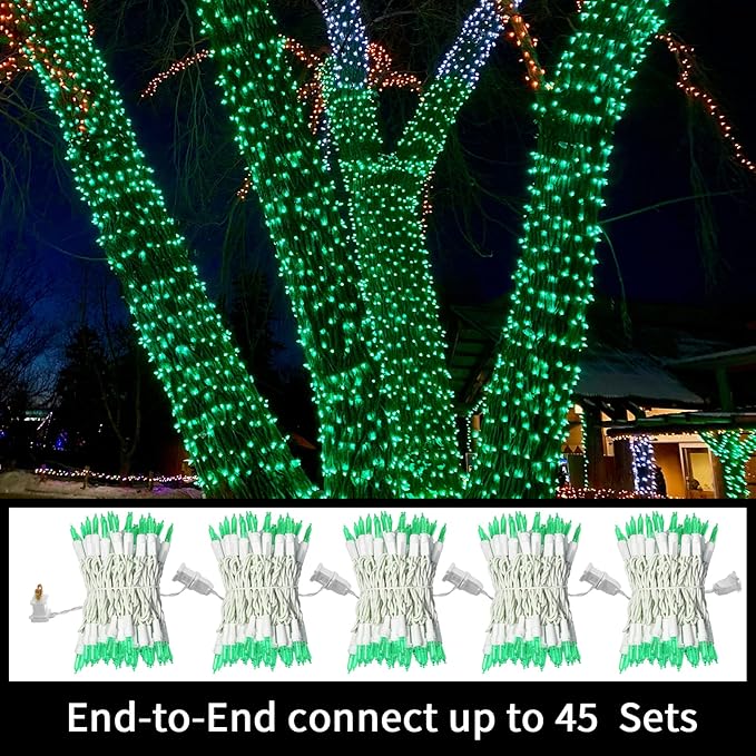 LAMPHOME St. Patrick Mini String Lights,100LED 21.6Ft St Patrick Day Lights, Waterproof Green Lights for Indoor Xmas Tree Garland Birthday Wedding Party Festival Decoration, White Wire