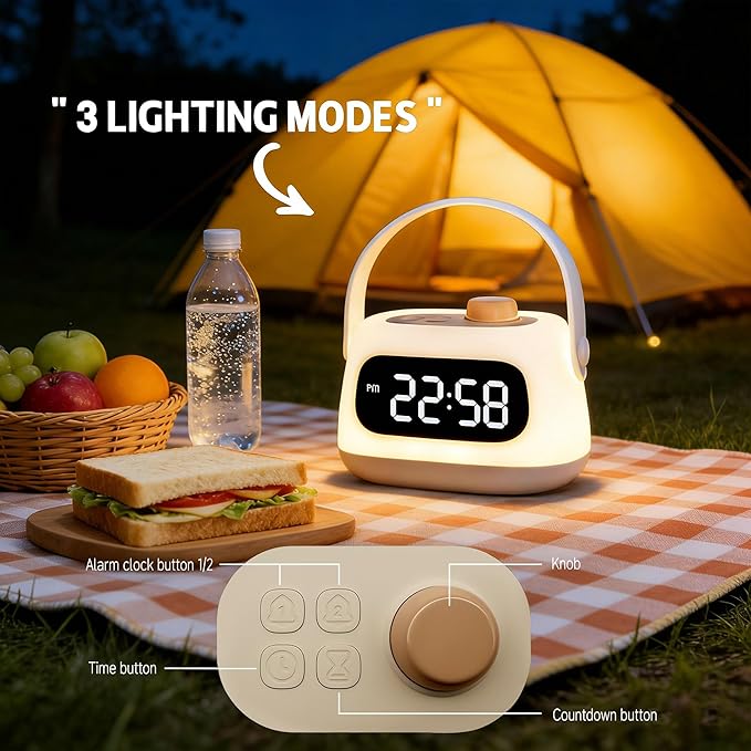 QANYI Kids Lanterns,Portable and Rechargeable Night Light for Kids Room with Dimmable and Clock Time, LED Camping Lantern Emergency Lights Hanging and Table Lamp for Home,Tent,Camp,Girls