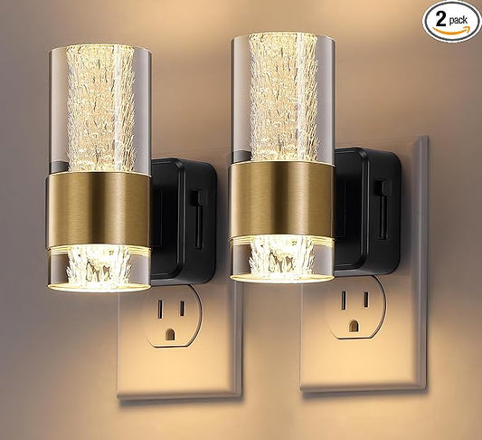 Led Night Light, Night Lights Plug into Wall Lights Plug in with 0-100LM Adjustable Brightness,3000K Nightlights with Dusk to Dawn Sensor for Bathroom Hallway Stairway 2 Pack