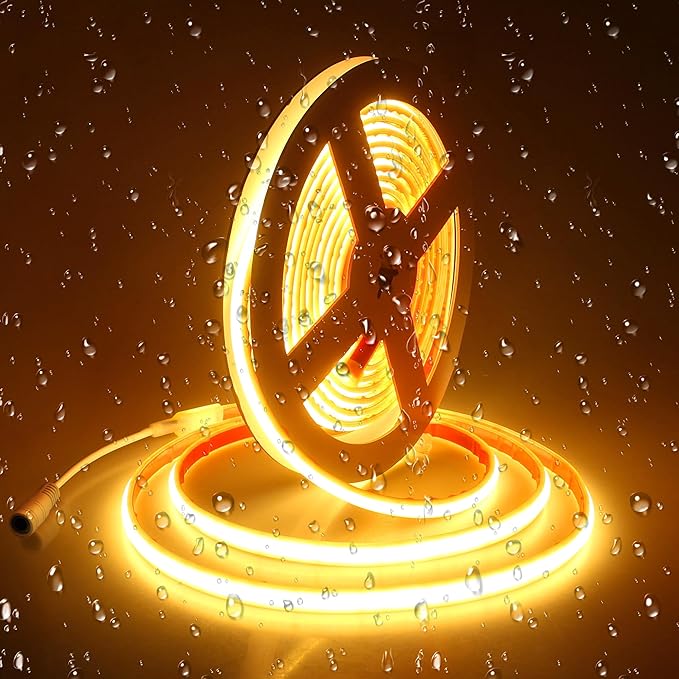 ALITOVE 24V Warm White COB LED Strip 3000K Waterproof IP68 Bright LED Rope Lights Outdoor 16.4ft CRI>90 1200LEDs for Bedroom Home Garden Patio Lighting(Power Supply Needs to be Purchased Separately)