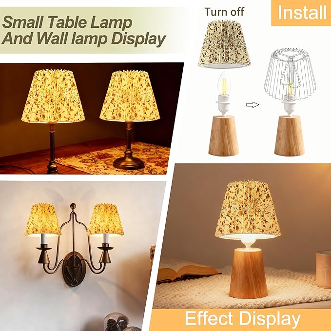 Small pleated lampshade chandelier shades set of 6. Lampshade for Wall Lamp.chandelier shades.small table lamps.For Cutting Edge bulbs.light bulb shade.chandelier light covers.4" X 5" X 6"