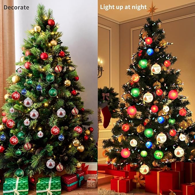 Christmas Ball Ornament Lights,28ft 25 Bulbs Christmas Tree Lights, Indoor Christmas String Lights,Plug in Expandable Wire Lights for Christmas Holiday Party