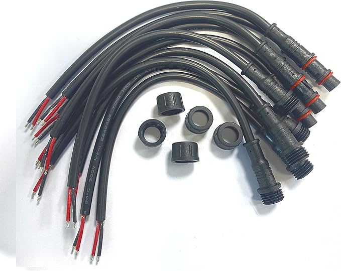 2pin Waterproof Connector,20AWG IP68 2Pin Male Female Plug LED Connector,with 20CM Extension Cable for Car,Indoor/Outdoor LED Strip Lights.