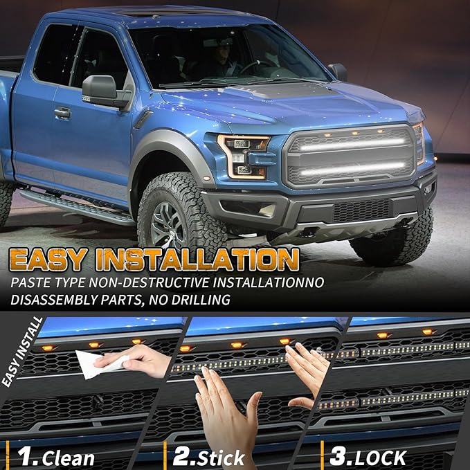 XRIDONSEN 2PCS 24 inch Truck Grill Strobe Lights Strip 288 LED White Emergency Lights Tailgate/Rear window/Grille Lights Flashing Warning Caution Safety Light for Plow Trucks Construction Vehicles SUV