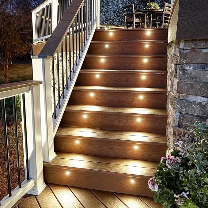 Recessed LED Deck Step Lights, 12V AC/DC 3000K LED Low Voltage Landscape Lighting, IP67 Waterproof 1W Mini In-ground for Garden, Lawn, Yard, Stair, Patio