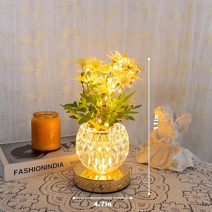 Daisy Flower Lamp, Rechargeable Artificial Flower Table Lamp with 3 Color Temperature, Dimmable Touch Cordless Lamp for Bedroom Home Decor, Birthday Mother's Day Gift for Mom Grandma Women (Daisy)