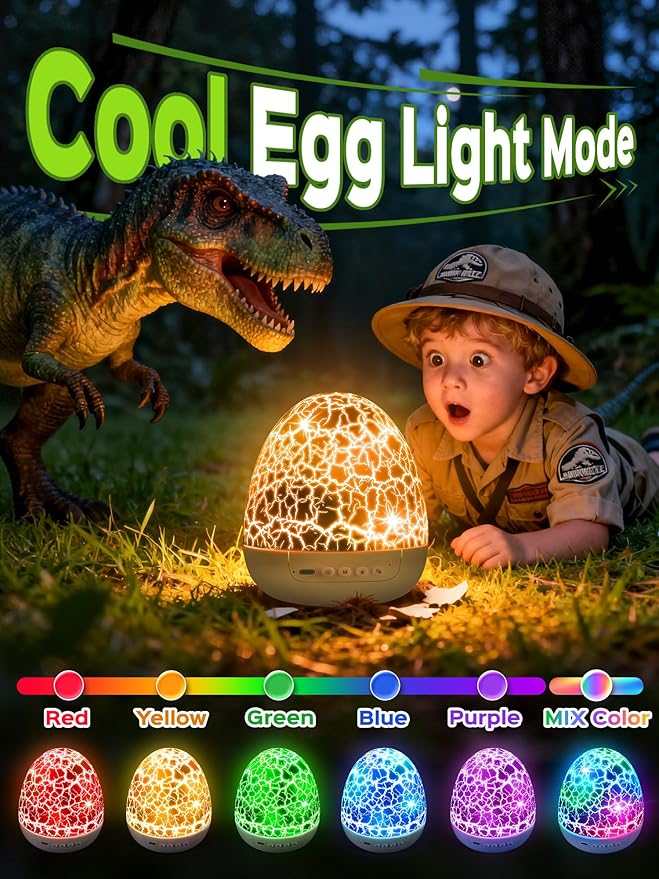 PIKOY Dinosaur Toys for Kids 3-5 Easter Gifts for Kids Toys Night Light Projector Dinosaur Eggs Easter Eggs Night Light for Kids | 15 Sounds & 3D Films | 31Colors & Remote Control | Beast Truck