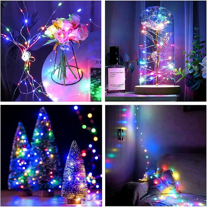 JMEXSUSS 2 Pack Multicolor Fairy Lights Battery Operated, Total 400 LED 132ft Multicolor String Lights with Remote, 8 Modes Christmas Fairy Lights for Bedroom Patio Garden Deck Christmas Decorations