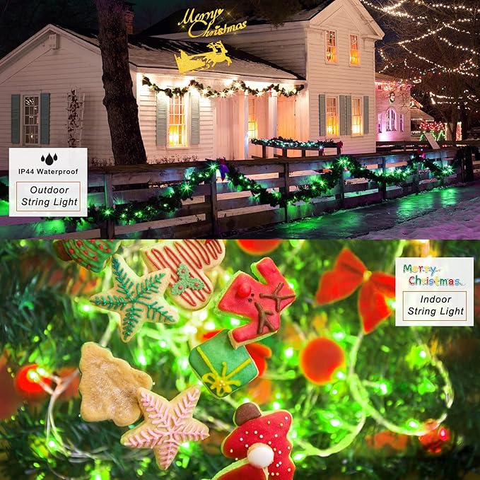 Green String Lights Outdoor Decoration, 66 ft 200 LED Green St. Patrick's Day Lights, Indoor Connectable 8 Modes Clear Wire Twinkle Fairy Light for Party St. Patrick's Day Decoration