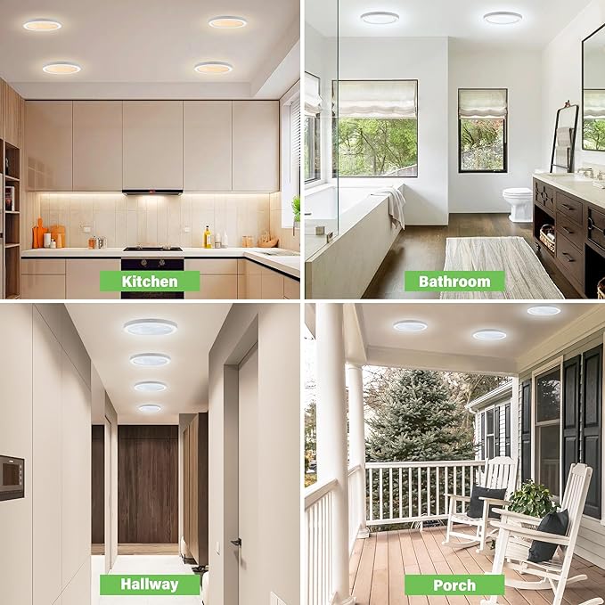 7.3" Flush Mount Ceiling Light Dimmable with ETL CERT, 5CCT LED Ceiling Lights Moon Style Round Ceiling Light Fixture for Bedroom, Bathroom, Kitchen, Hallway, Basement, Closet,White 1Pack