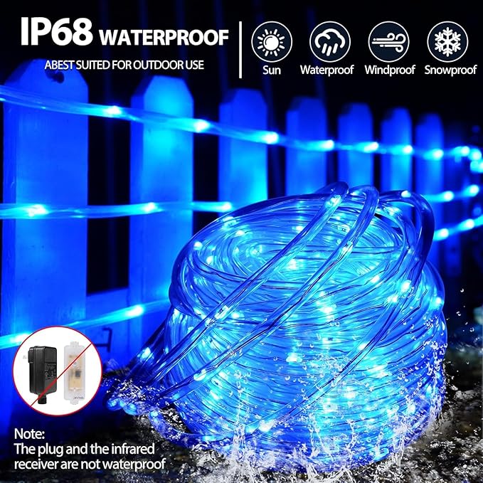 132ft LED Rope Lights Outdoor String Lights Plug in, 400 LED Warm White & Color Changing Waterproof Christmas Lights Outdoor, Rope Lights with Remote for Balcony(Not Connectable)