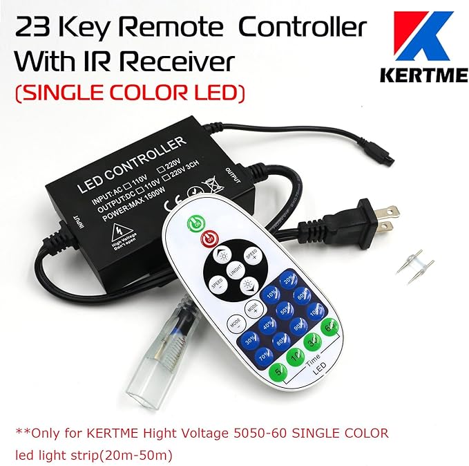 5050-60 Type AC 110-120V LED Strip Lights, Flexible/Waterproof/Dimmable/Multi-Modes LED Rope Light + 23 Keys Remote for Home/Garden/Building Decoration (131.2ft/40m, Natural White 4000K)