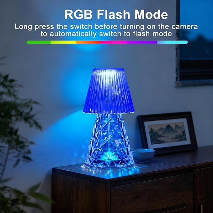 Waterproof Shower Lamp, Rechargeable Bathroom Lamp with RGB, Cordless Crystal Table Lamp, Dimmable Crystal Bedside Night Light for Bathroom Bedroom