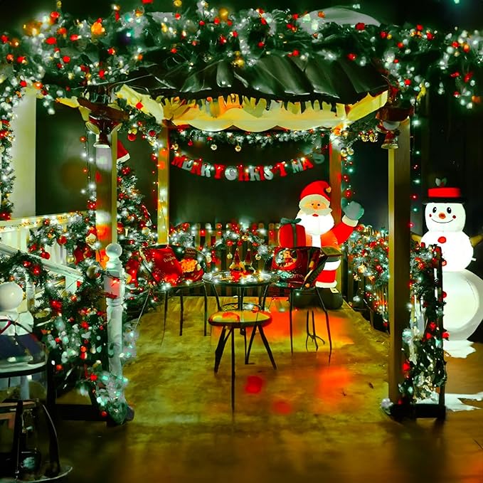 TW SHINE Battery Operated Christmas Lights, 2 Pack Total 100 LED 32 FT Battery Operated String Lights with 8 Modes, Xmas Lights for Outdoor Indoor Wedding Party Home Decorations, Red & White