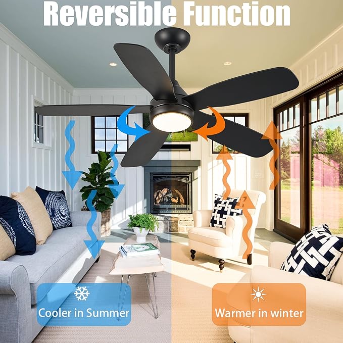 Ceiling Fans with Lights,42 inch Modern Ceiling Fan with App and Remote Control,Reversible DC Motor Ceiling Fans 3CCT Dimmable Noiseless Ceiling Fan for Bedroom,Farmhouse,Indoor/Outdoor Use