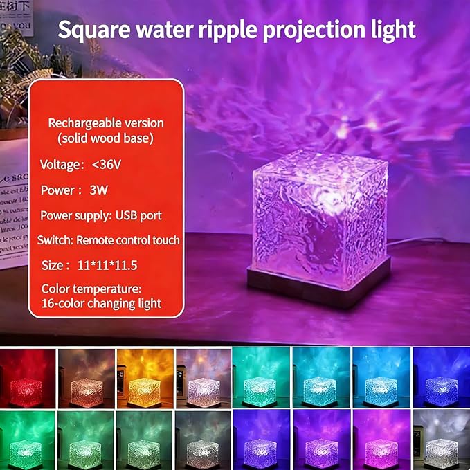 Ocean Wave Projector Light with Bluetooth Speaker, 16 Colors LED Mood Lamp, Music Sync Night Light for Bedroom, Plug-in Atmosphere Lamp for Home Party, Gift for Kids Adults