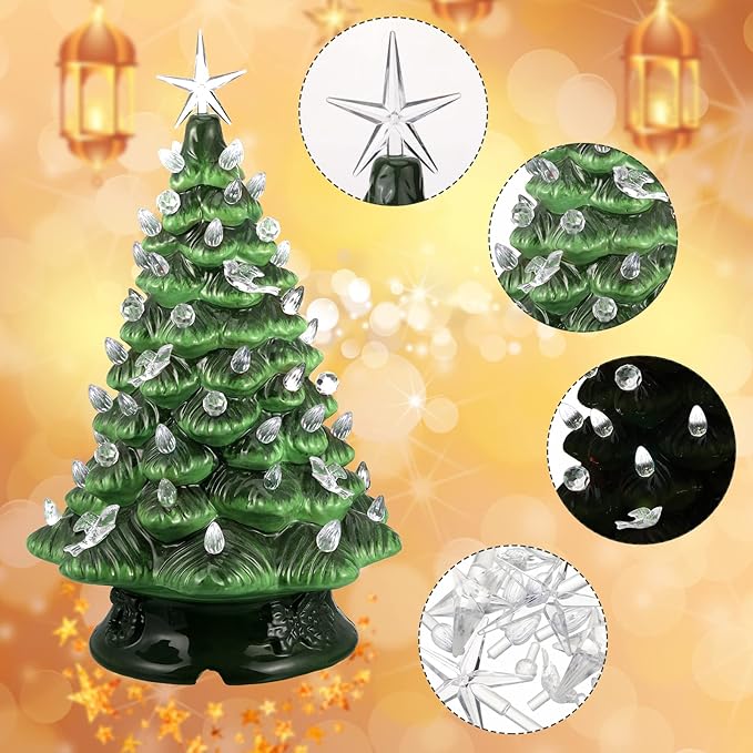 Riakrum 186 Pcs Ceramic Christmas Tree Replacement Bulb Set Globe Bird Stars for Lights Ornaments(Clear Color)