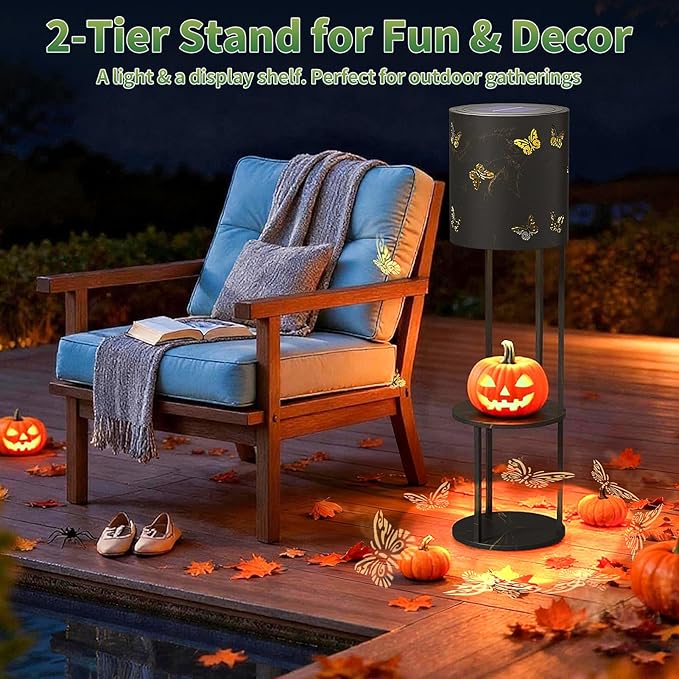 Solar Garden Plant Lights: Outdoor Waterproof Decorative Lamp with Flower Stand, Solar-Powered Yard Patio Outside Floor Decoration Lantern with Butterfly Pattern for Festival Decor