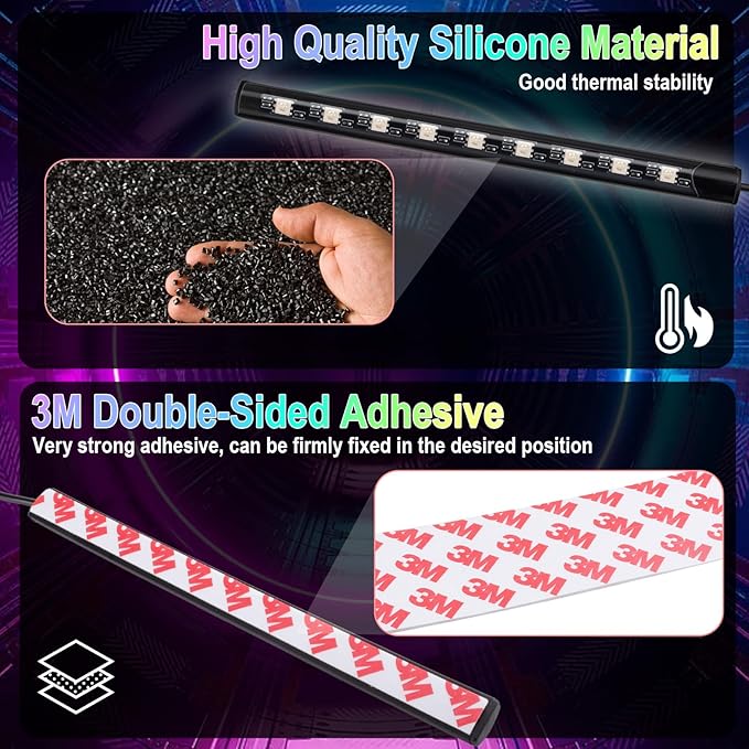 Car Interior Lights, 12V LED Strip Lights with Cigarette Lighter Adapter, Ambient Lighting Car Accessories, App & Remote Control Music Sync Color Change Lights for Truck Car Decor (36LED Beads)