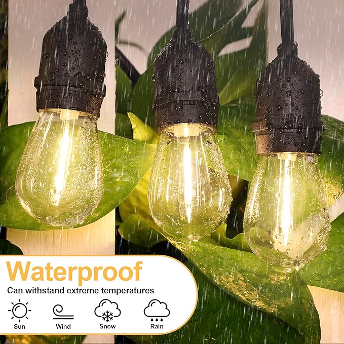 Mlambert LED String Light Bulbs,Shatterproof Outdoor String S14 Replacement Light Bulb,Waterproof 1W LED Edison Bulb Equal to 11W,Warm White,Not Solar