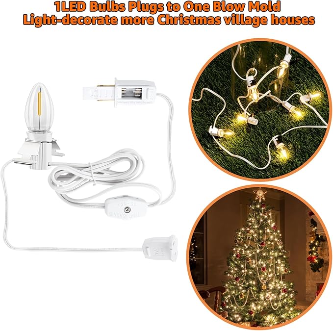 Accessory Cord with One Led Light Bulb, LED Light Bulb C7 Cord Clip Lights Christmas Halloween Cabin,Blow molds,Outdoor Atmosphere Decoration, Holiday Craft Decorations