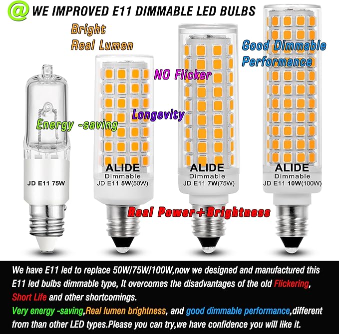 E11 Led Bulbs, JDE11 120V 75W Halogen Candelabra Bulbs Equiva Dimmable,T3 T4 Mini Base JD E11 Bulb, 2700K Warm White 7W 750lm for Chandeliers,Candelabra,Ceiling Fan, Table Cabinet Lighting,4Pack