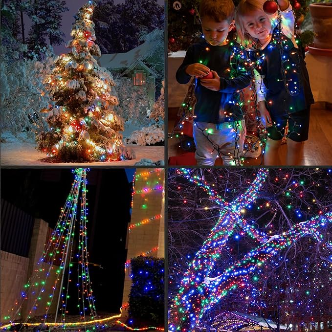 LAMPHOME 1200LED (24pk of 50L) String Lights, LED Christmas Lights, 6" SPACING,Green Wire, Multicolour