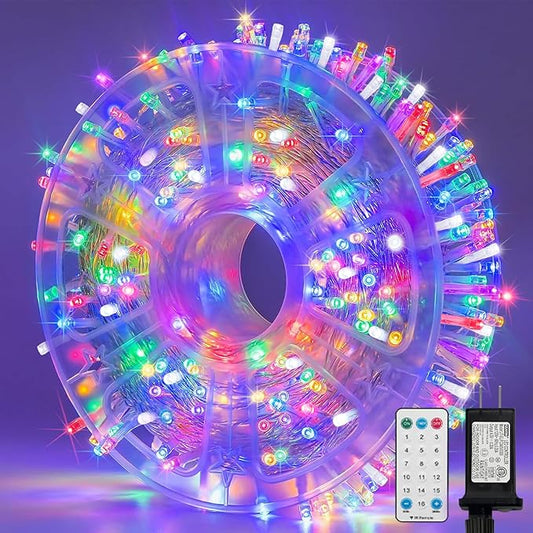 LAMPHOME 165ft Pastel Easter Lights String, Christmas Mini Light,500 LED with 16 Light Modes, Fairy Lights Plug in for Outdoor Xmas Trees Garland Wreath Holiday Decorations (7colors Multicolor)