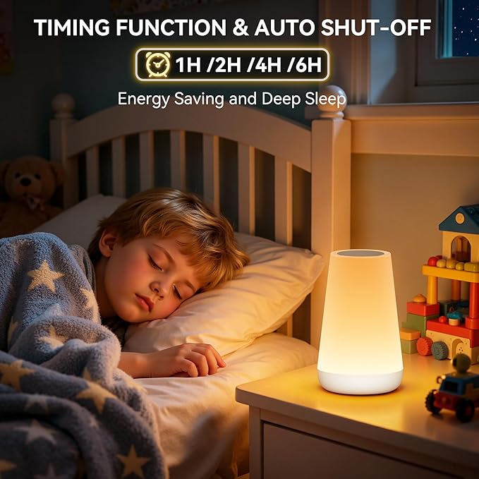 Auxmir Night Light, Dimmable Touch Lamp for Bedroom, Portable Rechargeable Bedside Table Lamp for Baby Nursery, 13 RGB Colors & 5 Brightness, Night Lights for Bedroom Living Room Bathroom Hallways