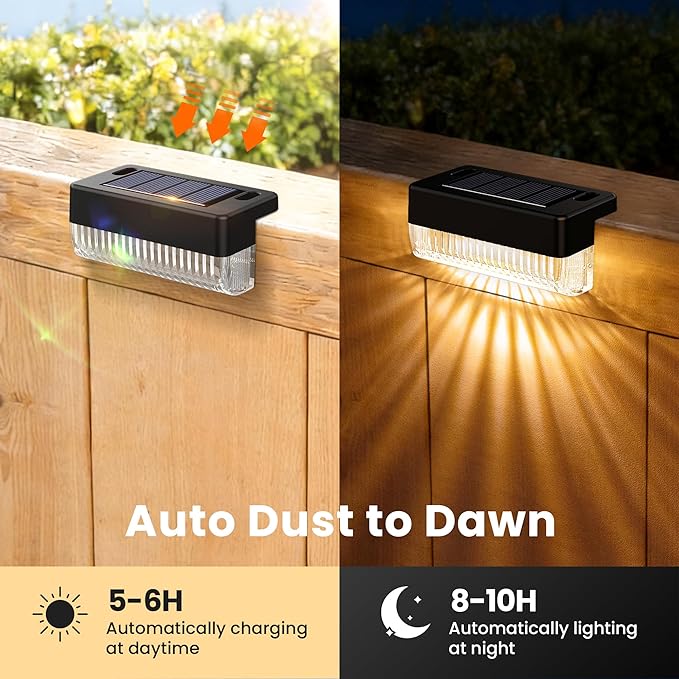 Solar Deck Lights Outdoor 12 Packs, Solar Powered LED Step Lights Waterproof Outdoor for Deck, Step, Fence, Wall, Patio, Yard, Pool, Pathway and Stairs (Warm White)