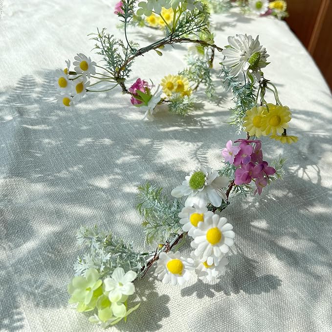 Wildflower Garland Easter String Lights Battery Operated with Remote Multicolor Daisy Floral & Leaf Lights for Bedroom Outdoor Party Holiday Home Spring Easter Decorations