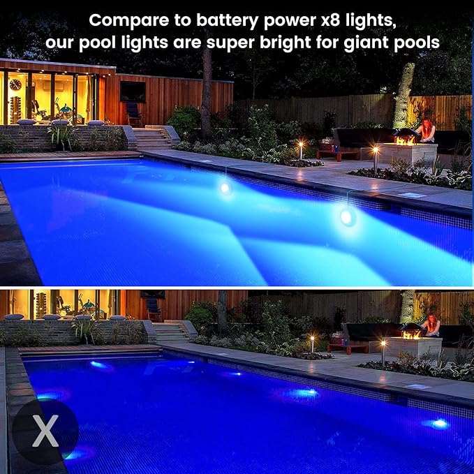 LyLmLe LED Pool Lights 40W Double Lights for Giant Pools, 12V APP Control Underwater Light with Magnet & Timer, 1600lm, IP68 Waterproof Submersible Light for Aboveground and Inground Pool