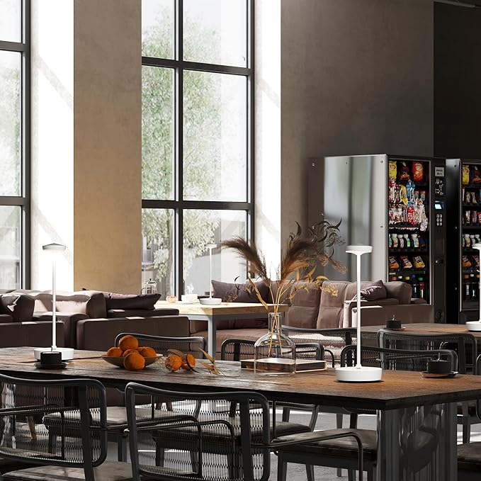 Cordless Table Lamp Rechargeable 2Pack - LED Battery Table Light with 3 Color Temperatures, Stepless Dimming, Waterproof Aluminum for Indoor Outdoor, Patio, Restaurant, Dinner (White)