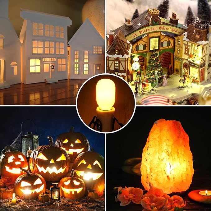 Meonum 2 Pack Accessory Cord with 6 LED Light Bulbs, 13.9ft End to End Connected Cool White Lights, Blow Mold Light Cord with Adjustable Brightness for Holiday Decoration, Christmas Village House