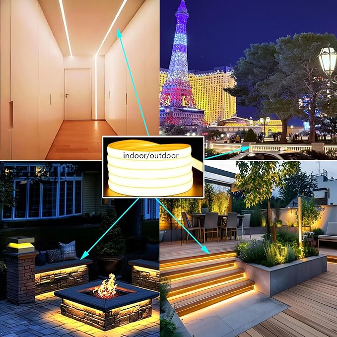 Silicone Soft LED Strip,LED Landscape Lighting,12V Low Voltage Step Light 3000K Warm White Light,IP68 Waterproof Outdoor Landscape Lighting,Suitable for Courtyard Wall Stairs