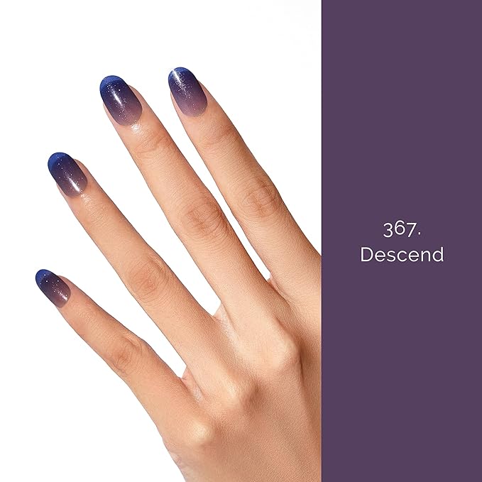 Semi Cured Gel Nail Strips - NAILOG 20 Pcs Gel Nail Stickers | Buy 2 Get 1 UV Light | Extra Long Nail Wraps with Glossy Gel Finishing Gradient Purple, Descend
