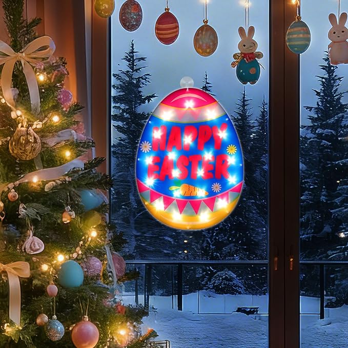 17" 20LED Lighted Easter Egg Decor - UL Certified, Cozy Warm Glow, Window Display & Hanging Decor, Table Accent, Ideal Gift, Neat Gift Box Packed