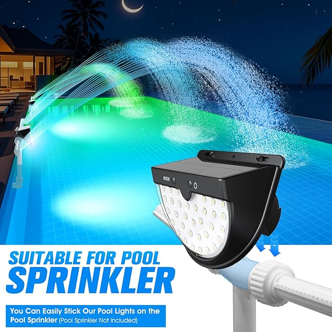Solar Pool Lights,Solar Above Ground Pool Light,Frame Swimming Lights for Pools Accessories Waterproof, Color Changing Pools Light -1PC