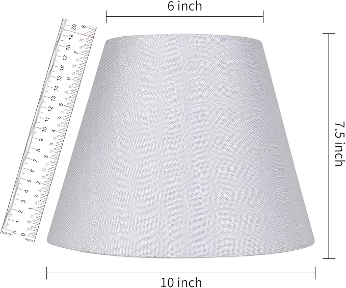 White Lamp Shade, ALUCSET Barrel TC Cloth Small Lampshade for Table Lamp and Floor Light, 6x10x7.5", Natural Linen Hand Crafted, Spider