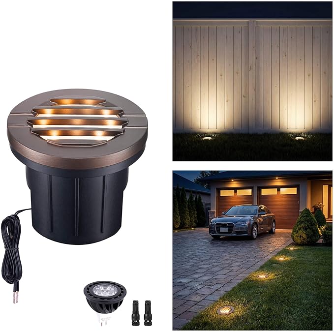 Landscape Well Lights, 4 Inch LED Low Voltage Ground Lights Outdoor, 12V IP67 Waterproof, Anti-Glare Wired Aluminum ORB for Path & Driveway, 6W Color Temp Random (3000K or 5CCT Upgrade)