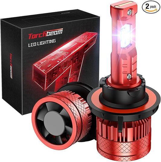 Torchbeam H13/9008 LED Bulbs, 1000% Super Bright H13 Powersports Bulbs, 6500K Cool White, IP68, 60000Hrs Lifespan, CanBus Ready, Plug-N-Play, Pack of 2