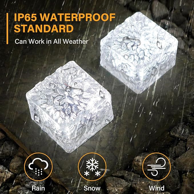 Solar Brick Lights - Outdoor Waterproof Patio & Garden Decor (6 Packs for Patio, Yard, Walkway, Pathway)