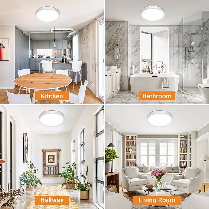 slochi 4Pack LED Flush Mount Ceiling Light Fixture, 9 Inch 18W, 2200LM, Super Slim 0.7 Inch, 3000K-6500K Adjustable Low Profile LED Ceiling Lights for Bathroom, Closet, Hallway(White)